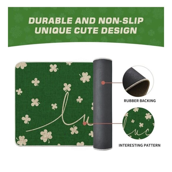 Artoid Mode Shamrock Lucky St. Patrick's Day Doormat, Spring 17" x 29" Green New - Picture 6 of 6